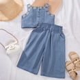 thumbnail image 2 of vigerkar Toddler Girl Outfits Ruffled Camisole and Elastic Pants Set 3-7 T (Blue, 4-5 Years), 2 of 8