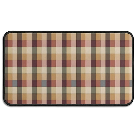 Brown Beige Green and Red Checkered Pattern Door Rugs,Washable Non Slip Door Mats Indoor,Decorative Door Mats,Entry Mat Indoor for Entrance,Bedroom,Kitchen,Bathroom,30"x17"