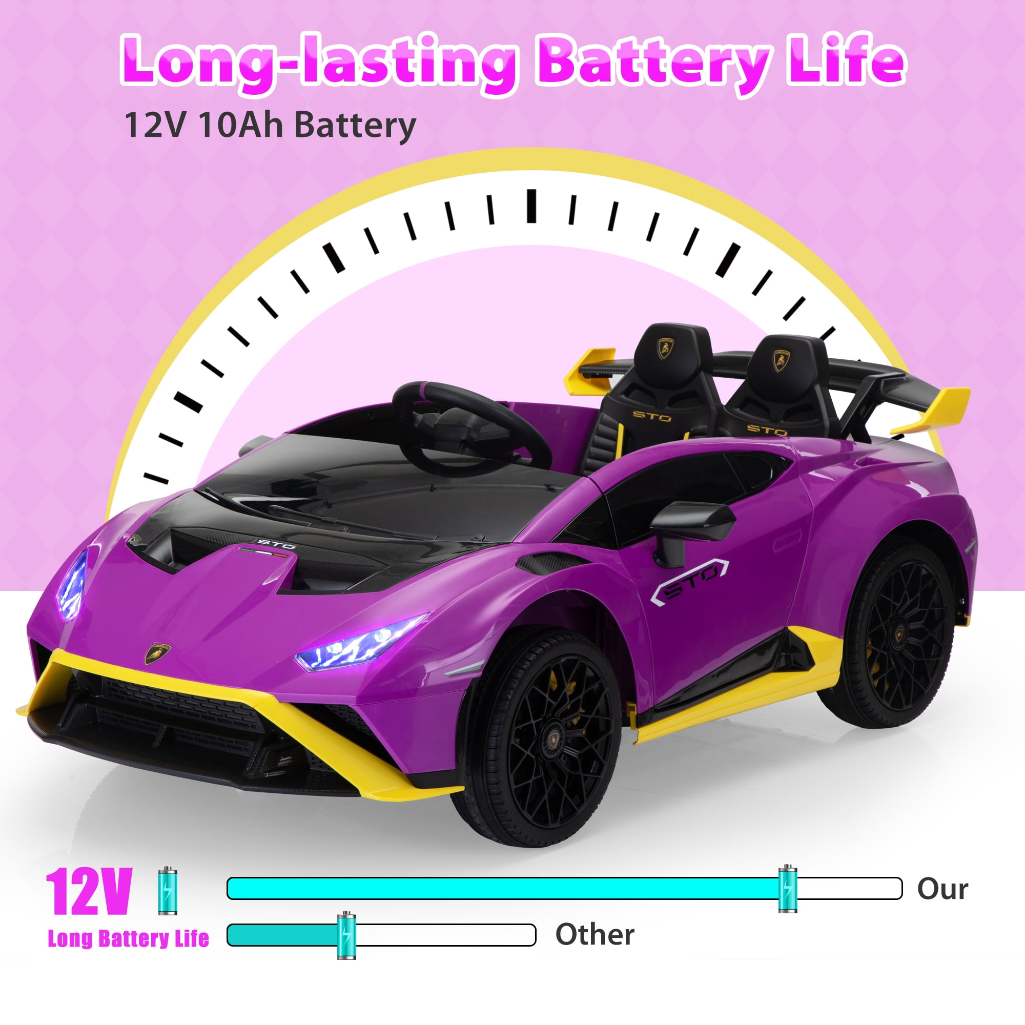 Jaxpety Lamborghini Ride on Car for Kids ,12V Battery Powered