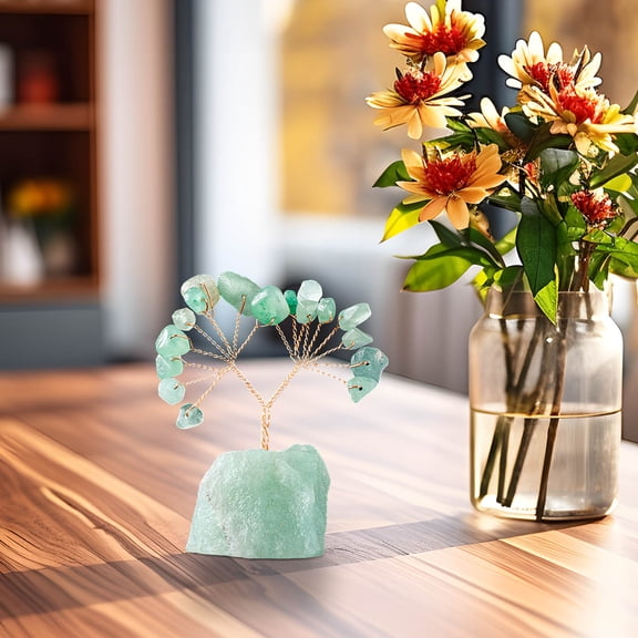 VOAVEKE Summer Decorations For Home,Natural Colorful Crystal Stone Crushed Stone Wealth Tree Handwoven Amethyst Base Money Tree Home Decoration