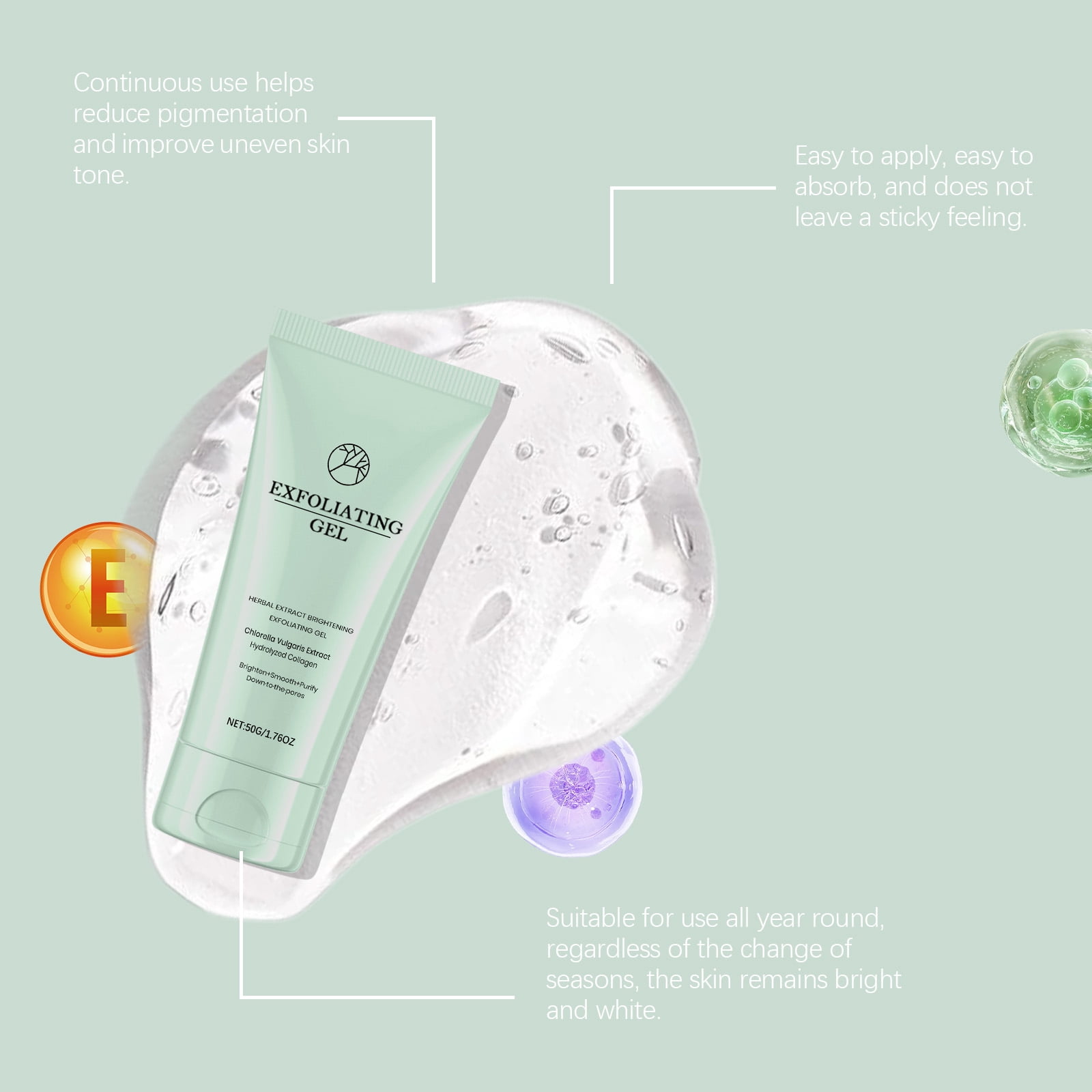 Alvantor Gentle Exfoliating Gel Cleanser Facial Scrub, Hydrating Pore Minimizer for All Skin Types, 1.76 oz