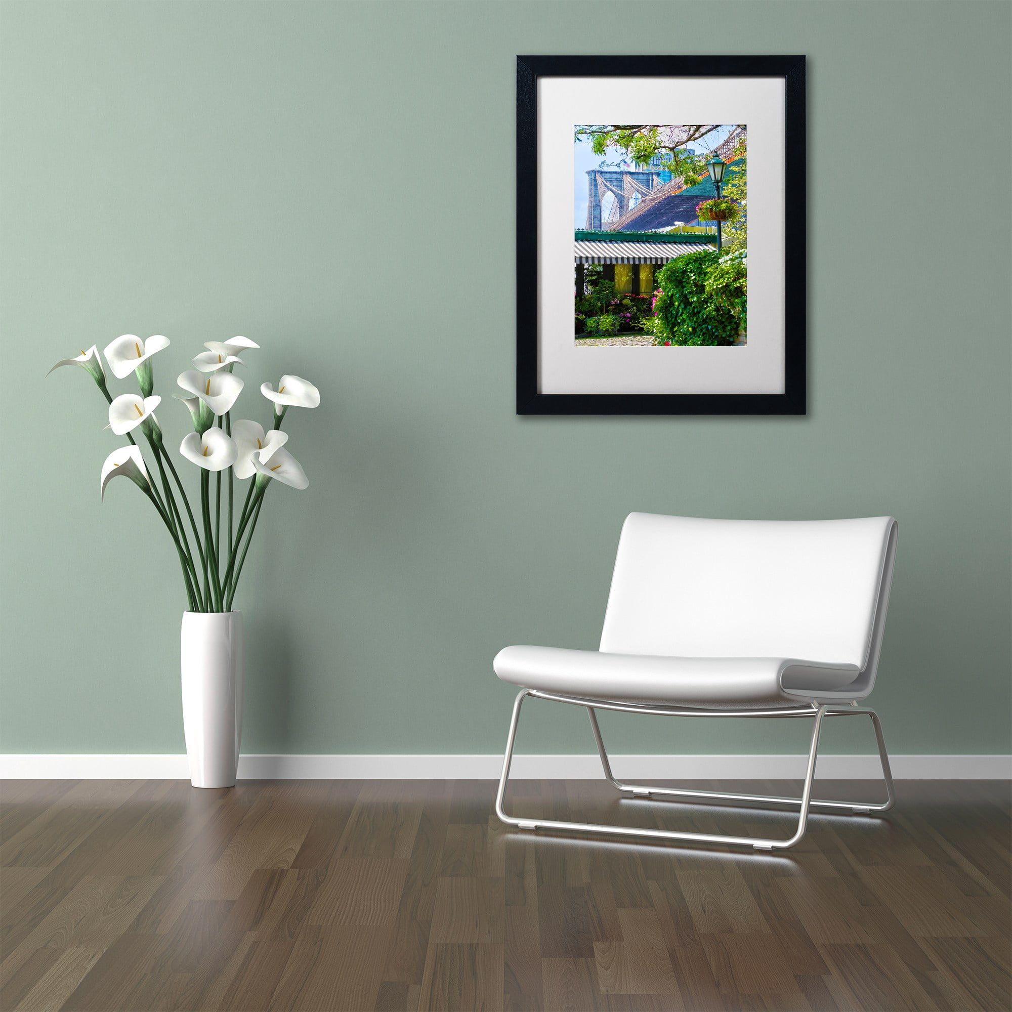 "Brooklyn Bridge 2" Canvas Art by CATeyes, White Matte, Black Frame