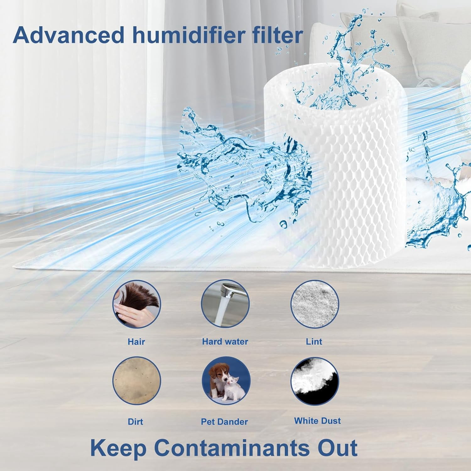 JJEAN-Humidifier Wicking Replacement Filter Compatible with Canopy Bedside Humidifier ONLY, Wood Pulp & Paper Filter,(4 Pack Filters)
