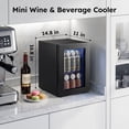 thumbnail image 2 of Simzlife 24 Cans Mini Beverage Refrigerator & Portable Wine Cooler Refrigerator with Glass Door, Mini Countertop Wine Fridge for Home/Office/Bar,Black, 2 of 9