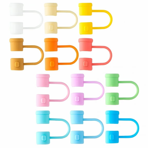 ACDANC 2026 New 12Pcs Reusable Straw Cover Cap Silicone Straw Tip Covers Drinking Straw Protective Caps Straw Toppers for Home,Kitchens,Travel,Outdoor,Parties,Picnics.