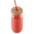 thumbnail image 2 of Ello Devon 20oz Glass Tumbler with Straw, Coral, 2 of 3