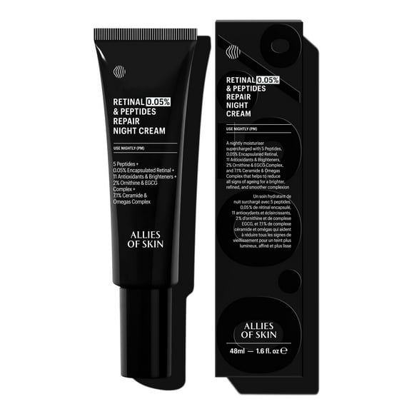 Crema de noche Allies of Skin Retinal al 0.05% con péptidos al 2% de ornitina