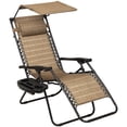 thumbnail image 6 of Devoko Patio Zero Gravity Chair Outdoor Folding Recliner Lounge Chair with Attachable Sunshade Canopy and Holder, Beige, 6 of 7