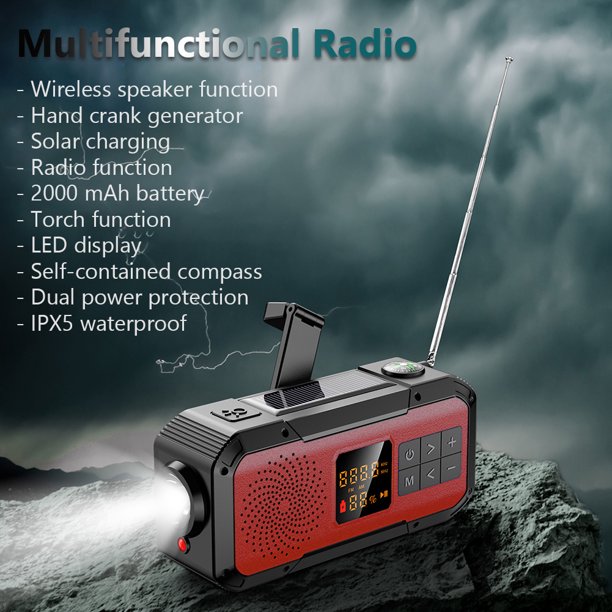 Radio de emergencia AM/FM/WB/NOAA Radio multifuncional para acampar al aire libre Senderismo FLhrweasw Nuevo