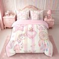 thumbnail image 3 of Manfei Kawaii Rainbow Unicorn 7-Piece Twin Bedding,Dreamy Floral Dreamcatcher Bedding Comforter Set,Reversible, 3 of 6