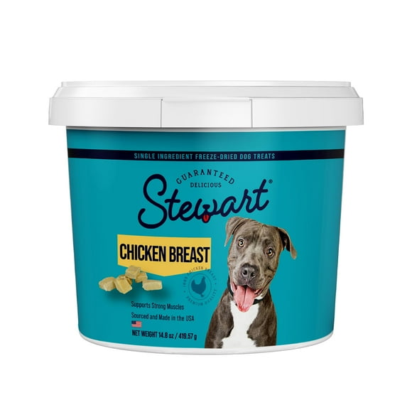 Stewart Freeze Dried Dog Treats, Chicken Breast, 14.8 oz Grain Free &amp; Gluten Free, Resealable Tub, Single Ingredient, Training Treat in Beef Liver, Salmon, Chicken Liver &amp; Chi