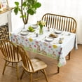 thumbnail image 2 of Easter Tablecloth 60×104 Inch, Bunnies Flower Butterfliy Washable Table Cover for Party Picnic Dinner Decor, 2 of 6