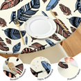thumbnail image 4 of 44Inch Boho Chic Round Table Cover with All-Around Elastic, Floral Pattern Spill Proof Tablecloth for 38"-42" Tables, Durable for Daily Use, 4 of 7