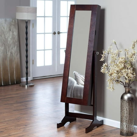 Modern Jewelry Armoire Cheval Mirror - Espresso