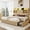 Natural, variant on Breltam Heliora King Bed Frame with Storage Headboard, Faux Rattan Design, Built-in Charging Station, LED Lights, and 4 Drawers