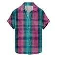 thumbnail image 2 of Men's Casual Shirt Summer Shirt Plus Size Fashion Retro Plaid Splicing Print Shirts Beach Vacation Cardigan Short Sleeve Lapel Button Blouse Top, 2 of 5