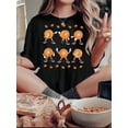 thumbnail image 1 of Women's Casual Round Neck T-Shirt with Autumn Elements and Mooncake Print, Comfortable Summer Top, Polyester Spandex Blend, Machine Washable, 1 of 6