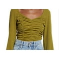 thumbnail image 2 of Open Edit Medium Size Ruched Crop Top in Olive Avocado, 2 of 3