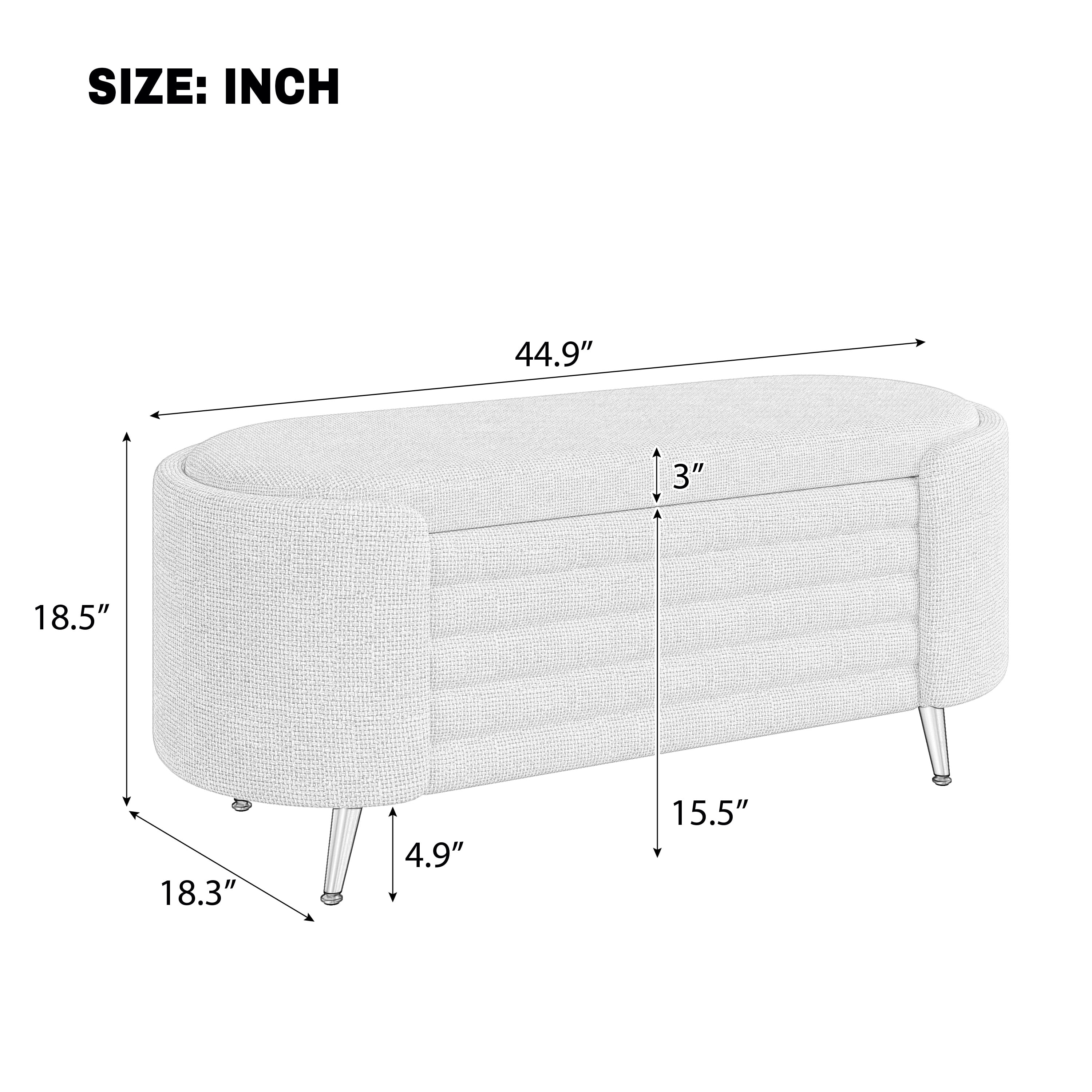 Euroco Modern Storage Ottoman Upholstered Storage Bench End of Bed Bench Entryway Shoe Bench for Living Room, Bedroom and Entryway, Green