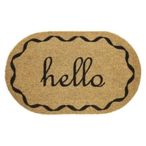 VCNY Home Hello Black Oval Coir Outdoor Doormat, 18" x 30"