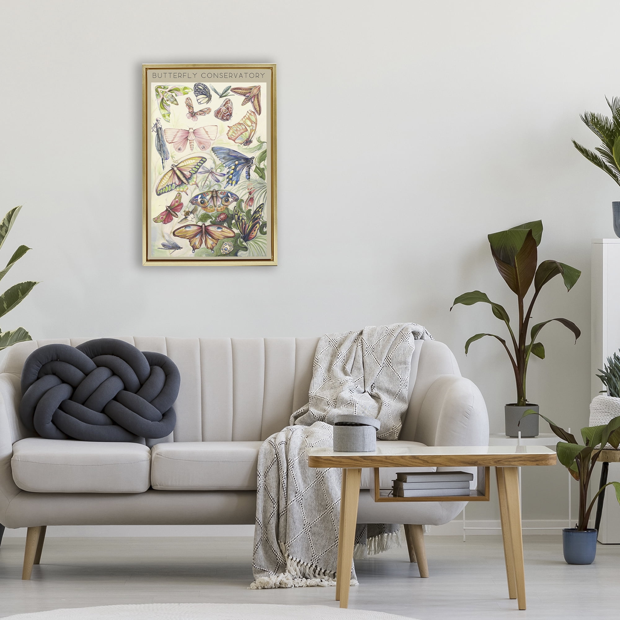 Stupell Industries Butterfly Conservatory Insects Gold Framed Floater Canvas Wall Art, design by Diannart