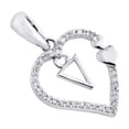 thumbnail image 3 of 10K White Gold Diamond Heart Pendant Dangling Initial V Cut Out Charm 0.10 Ct., 3 of 6