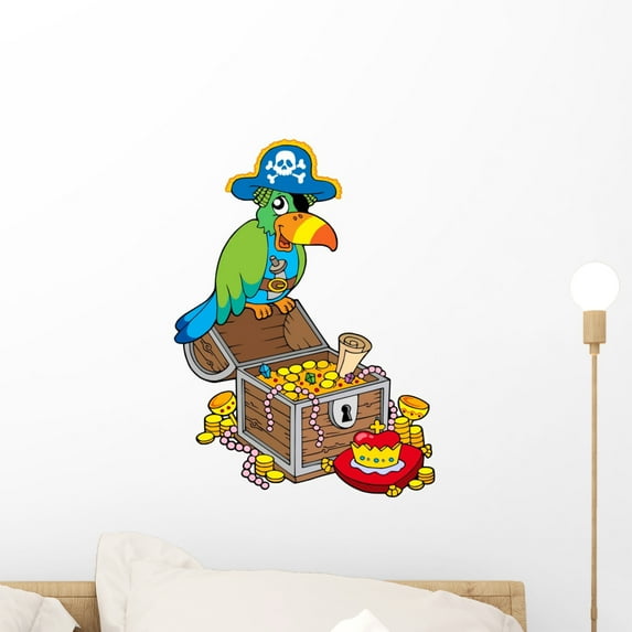 Big Treasure Chest with Wall Decal by Wallmonkeys Peel and Stick Graphic (18 in H x 13 in W) WM318114