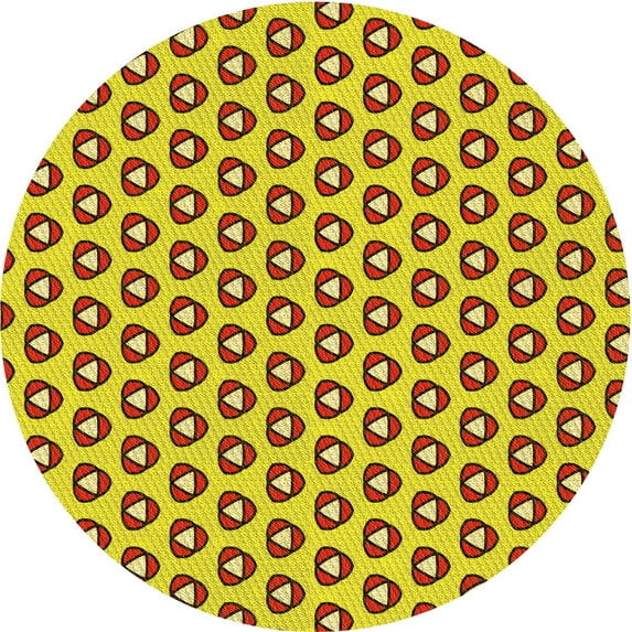 Ahgly Company Indoor Round Patterned Canary Yellow Area Rugs, 5' Round
