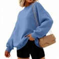 thumbnail image 2 of Xyxonk Womens V Neck Oversized Sweatshirts Cute Drop Shoulder Pullover Tunics Fall Winter Long Sleeve Street Hoodies with Pocket Solid Color Outfit,Sky Blue XL, 2 of 6