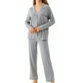 thumbnail image 5 of MecTo Women Pajamas Sets, Lady Long-Sleeved Shirt PJ, Grey, 2 piece, Size M, 5 of 9