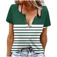 thumbnail image 1 of Camisetas de Cuello Redondo Botón de Impresión de la Moda de Manga Corta de las Mujeres, Poliéster Spandex, 1 of 5