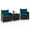 Peacock Blue, variant on YYAo Patio Seating Groups,Outdoor Living Room Sets,3 Pieces Rattan Patio Furniture Set with Washable Cushion-Peacock Blue
