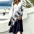 thumbnail image 5 of Womens Summer Casual Midi Maxi Dresses V Neck Vintage Long Sleeve Work Casual Dress Maxi Dress for Wedding Guest, Graduation, Party, 5 of 5