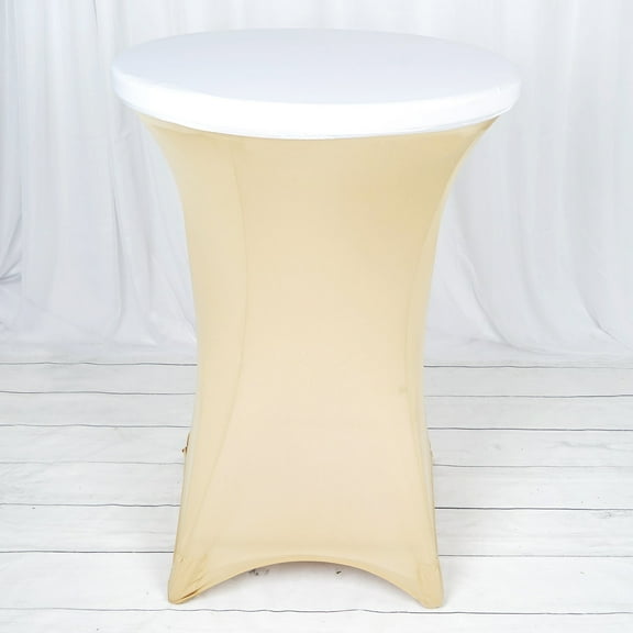 Efavormart White Spandex Cocktail Table Top Stretch Cover for Kitchen Dining Catering Wedding Birthday Party Decorations Events