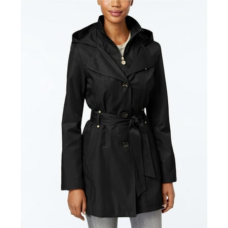 - INC International Concepts Stand-Collar Raincoat Black Medium
