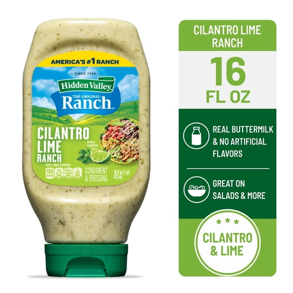 Hidden Valley Cilantro Lime Ranch Dip Sauce & Condiment, 16 fl oz Squeeze Bottle