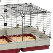 Ferplast Krolik XL Rabbit Cage 140 (Includes Wire Hutch) | 55.9L x 23.62W x 19.7H inches | Burgundy & Cream