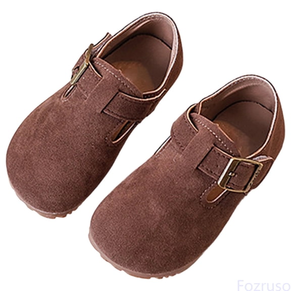 Fozruso Children's Leather Shoes Spring New Girls Shoes Pig Bapi Small Fragrance Wind Fashion Shoes Children's Shoes,Sizes 21 Little Kid 21(Brown)
