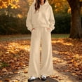 thumbnail image 2 of Sevevn Women's Fall Lightweight 2‑Piece Sweatsuit Outfit, Relaxed Cropped Hoodie with Wide‑Leg Pants for Daily Casual Wear, 2 of 9