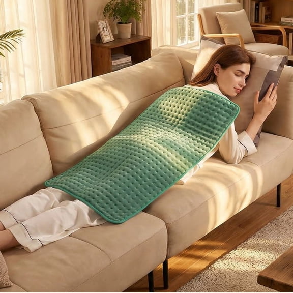 MaxKare Ultra-Wide Microplush Heating Pads for Full Body 33"x18", 6 Heating Settings and Auto Shut-Off, Green
