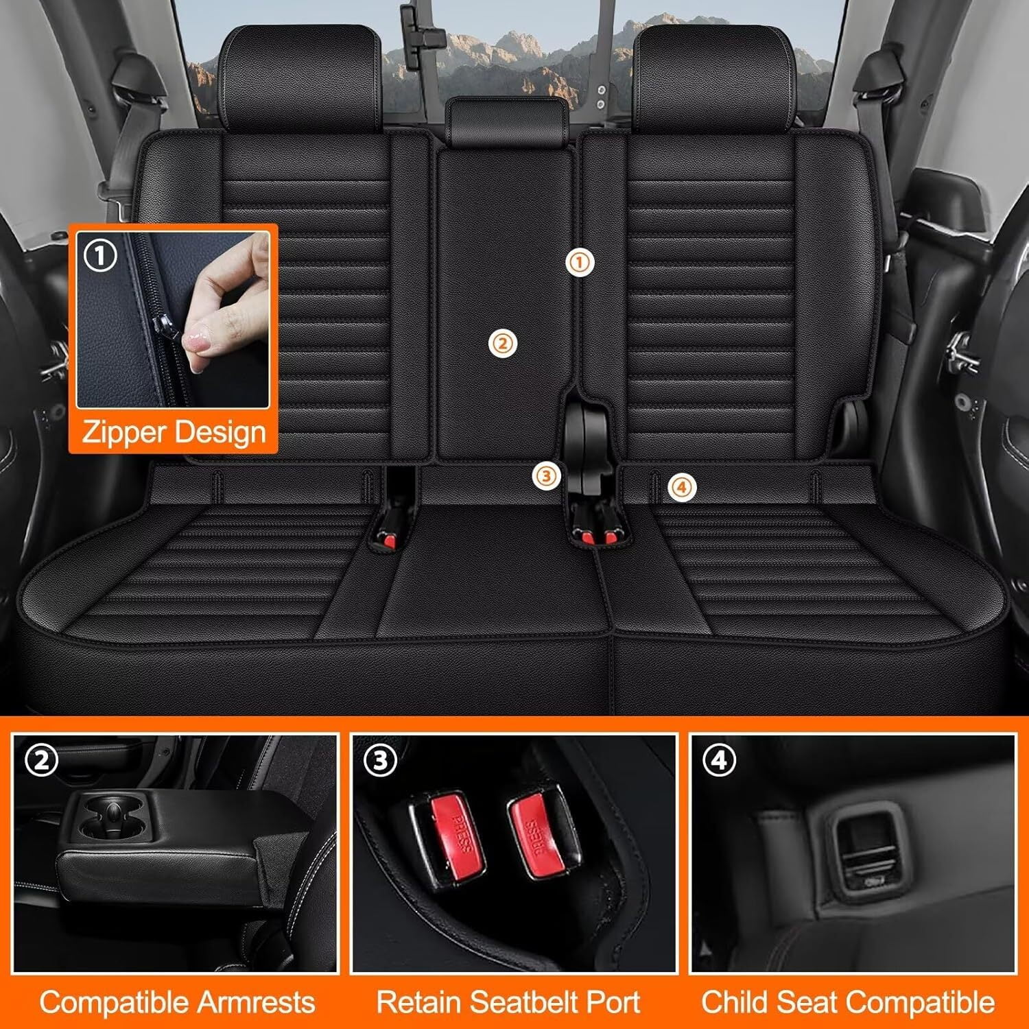 DIKSOAKR Seat Covers Full Set Custom Fit for Jeep Gladiator 2020 2021 2022 2023 2024 2025 2026 Breathable Waterproof PU Leather 5-Seat Protector