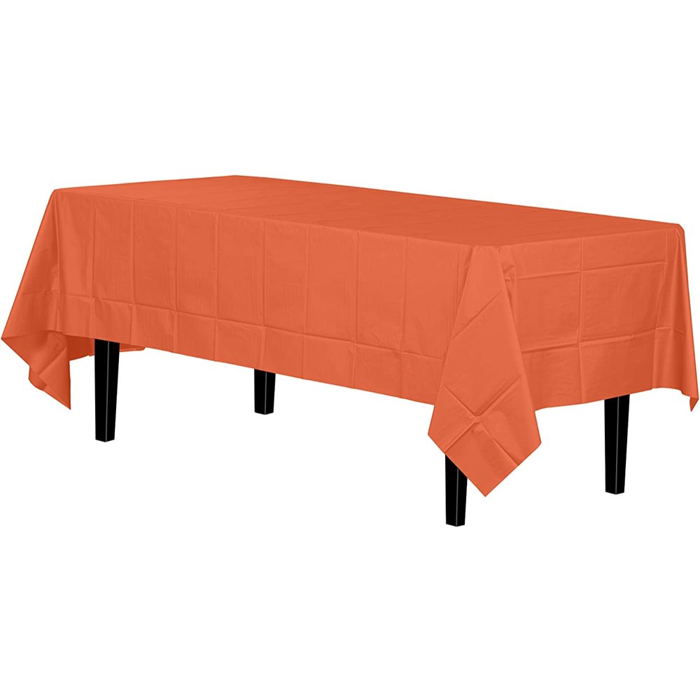 Disposable Orange Plastic Tablecloth Cover Heavy Duty Plastic Rectangle