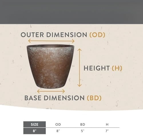 Classic Home and Garden Vogue Planter Pots w/Pottery Quality Finish - Modern Indoor & Outdoor Flower Pots - UV-Resistant Porch Planters - Decorative Pot for Flowers & Herbs (8” Weathered Copper)