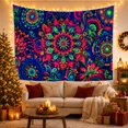 thumbnail image 3 of Vibrant Psychedelic Mandala on Navy Background Energetic Psychedelic for Boho Decor Lovers Mandala Art Decor Housewarming Gift Tapestry Wall Hanging for Bedroom and Living Room, 3 of 7