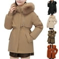 thumbnail image 4 of Aloohaidyvio Women's Warm Down Jacket with Hood Fur Long Puffer Coat,Sizes 2XL, 4 of 4