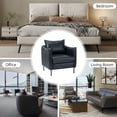 thumbnail image 4 of Vegan Leather Upholstered Accent Chair Lounge Armchair Sofa Moveable Cushion Metal Legs Reception Bedroom Navy, 4 of 7