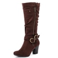 thumbnail image 2 of LOVE STEETLY Women's Knee High Slouchy Chunky Heel Boots, Side Zipper Round Toe Faux Leather Casual Comfort Versatile Boot, 2 of 7