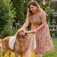 thumbnail image 6 of GRACE & GRANDEUR Women's Plus Size Dresses Square Neck Short Sleeve Smocked Flowy Summer Midi Dress 1X Grey Green, 6 of 8