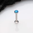 thumbnail image 2 of Fire Opal Bezel Set Top Threadless Push-In Steel Labret, 2 of 4