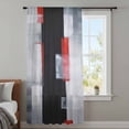 thumbnail image 3 of Red Black Modern Semi Sheer Curtains Drapes for Living Room,Bedroom,French Doors Window 45 Inches Long,Abstract Oil Painting Geometric Artwork Rod Pocket Chiffon Curtain Drapery Voile Draperies Panel, 3 of 8